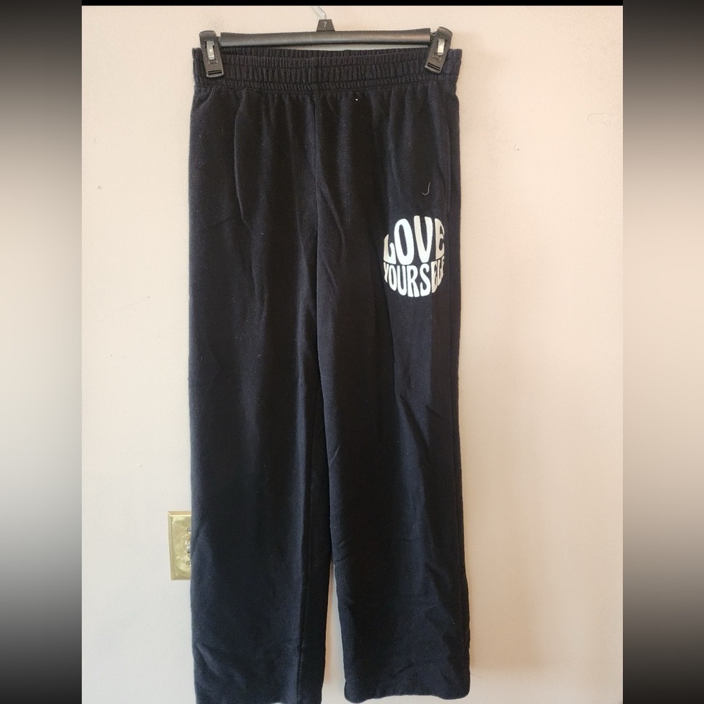 Nobo black sweatpants wide leg love yourself size womens xs
